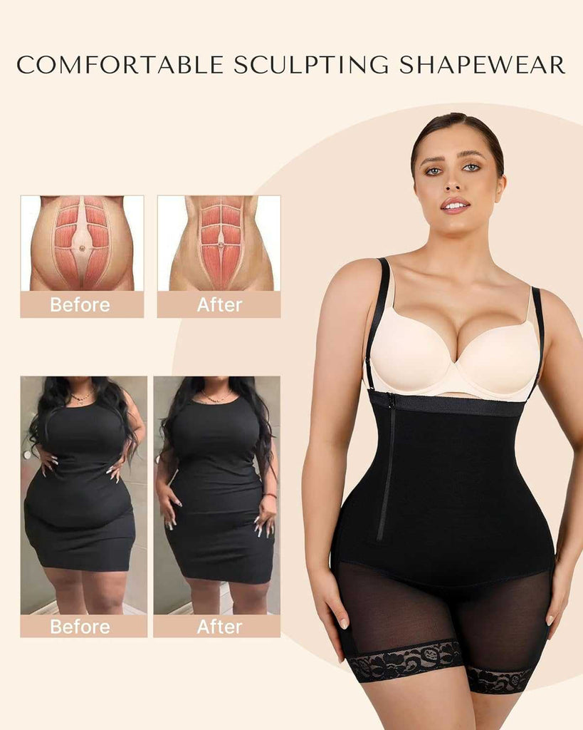 Side Zipper Tummy Compression Shapewear with Butt lifter