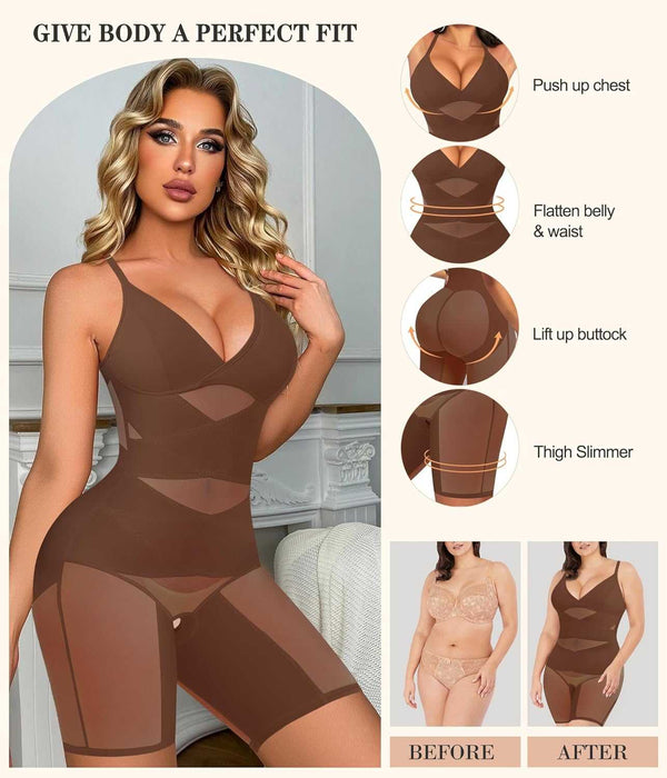 Full Body Shaper for Women Tummy Control Shapewear Bodysuit Tank Top V Product Description 
 Cross support shapewear with its super soft and skin-friendly fabric, gently hug our body and smooth mid & lower belly. Whisper-soft and sWomen Tummy Control Shapewear Bodysuit Tank Top